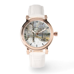 Reloj De Pulsera acuarela de puente de invierno