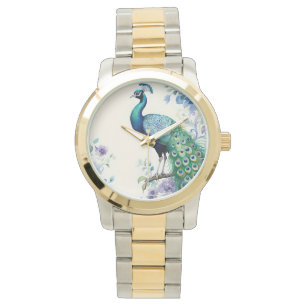 Reloj De Pulsera Acuarela floral de pavo real