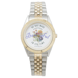 Reloj De Pulsera Acuarela Floral Hermosa Escritura