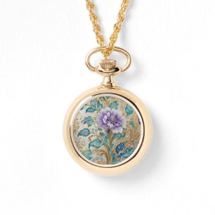 Reloj De Pulsera Acuarela floral Rosa púrpura