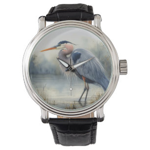 Reloj De Pulsera Acuarela Gran Aguja Azul Aguja Vida silvestre