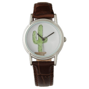 Reloj De Pulsera Acuarela minimalista Cactus Watch sin números