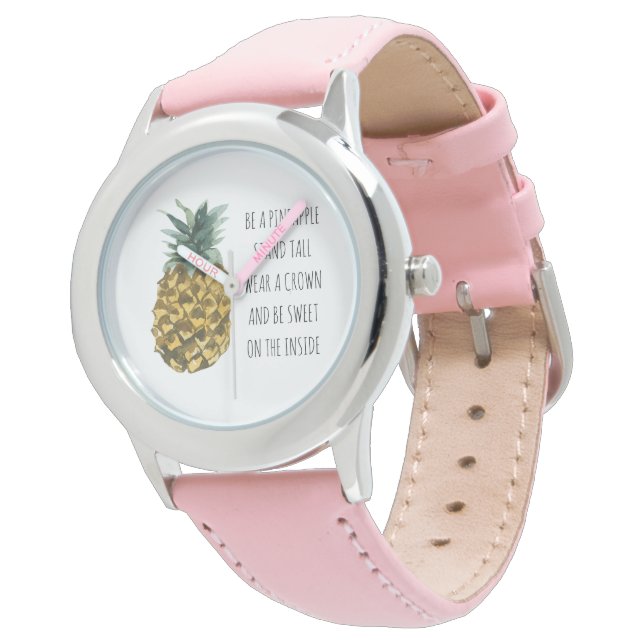 Reloj De Pulsera Acuarela moderna piña y cita graciosa positiva (Angular)