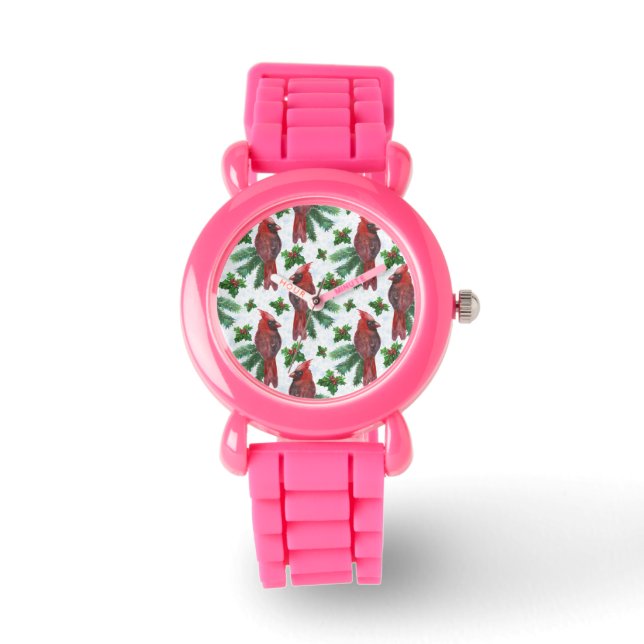 Reloj De Pulsera acuarela Red Cardinal Bird (Anverso)