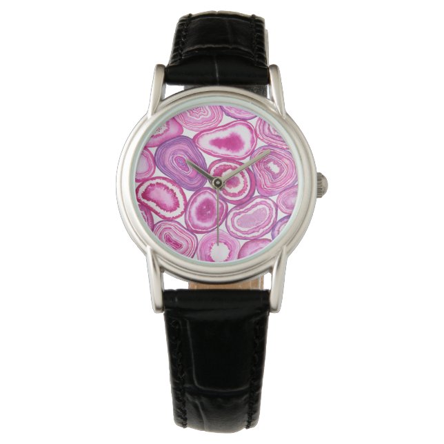 Reloj De Pulsera acuarela rosa agada (Anverso)