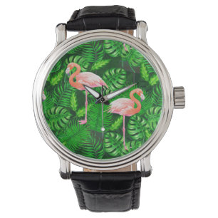 Reloj De Pulsera acuarela tropical flamenca