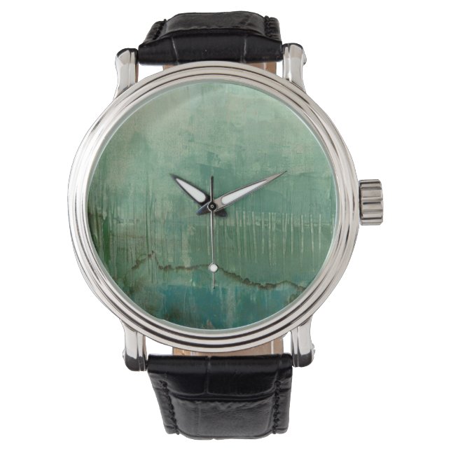 Reloj De Pulsera Acuarela verde contemporánea (Anverso)