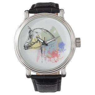 Reloj De Pulsera Acuarelas de la cabeza de caballo