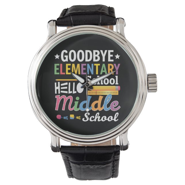 Reloj De Pulsera Adios Escuela Primaria Hola Escuela Secundaria (Anverso)