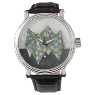 Reloj De Pulsera Adivino de Origami en el papel geométrico