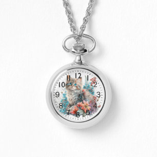 Reloj De Pulsera Adorable acuarela Siberian Kitten Print