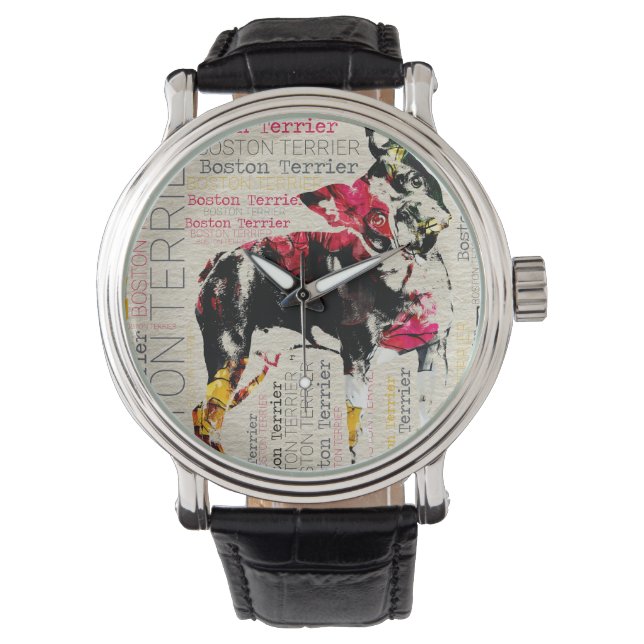 Reloj De Pulsera Adorable Boston Terrier (Anverso)