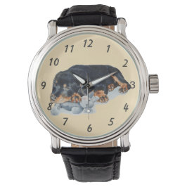 Reloj De Pulsera adorable cachorro de rottweiler perro adormecido d