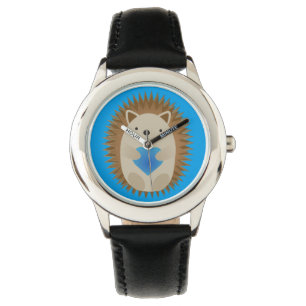 Reloj De Pulsera Adorable erizo abrazando un corazón azul