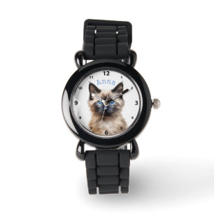 Reloj De Pulsera Adorable Gatito Siamés Personalizado