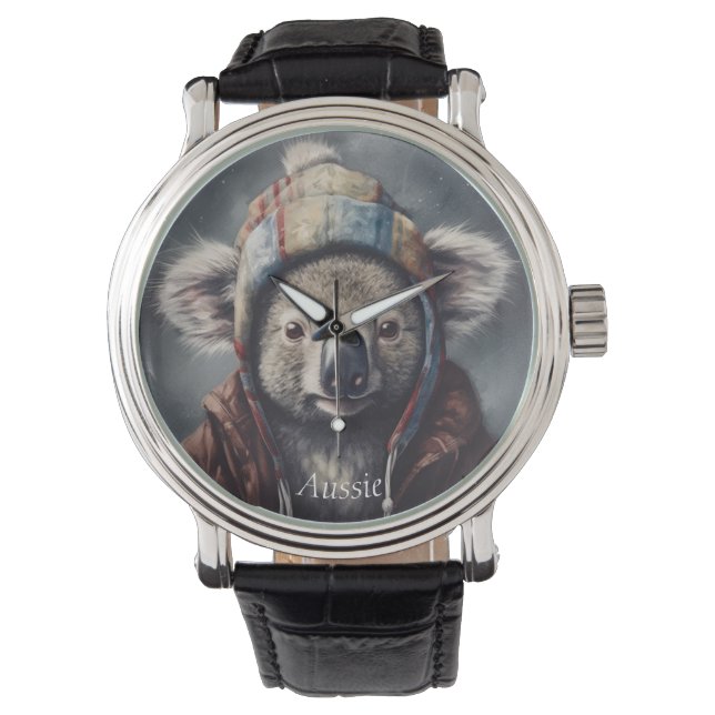 Reloj De Pulsera Adorable koala con sombrero lindo personalizable  (Anverso)