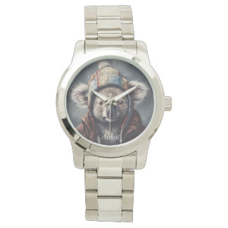 Reloj De Pulsera Adorable koala usando adorable gorra adaptable