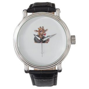 Reloj De Pulsera Adorable Lady Giraffe Aplicando Maquillaje Con Ojo