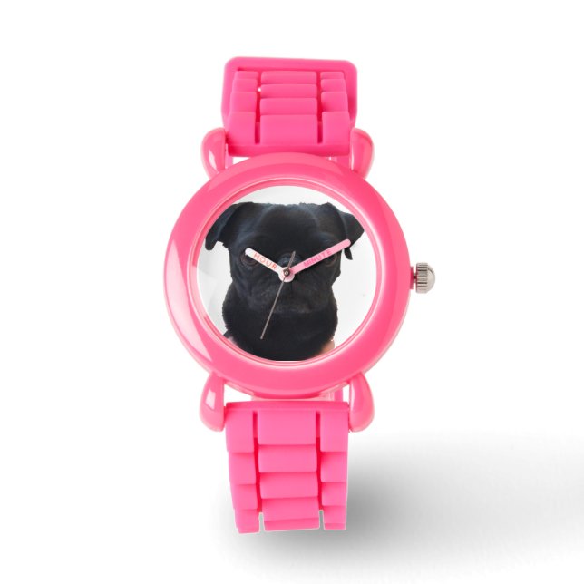Reloj De Pulsera Adorable Purpurina rosa Pug Watch (Anverso)