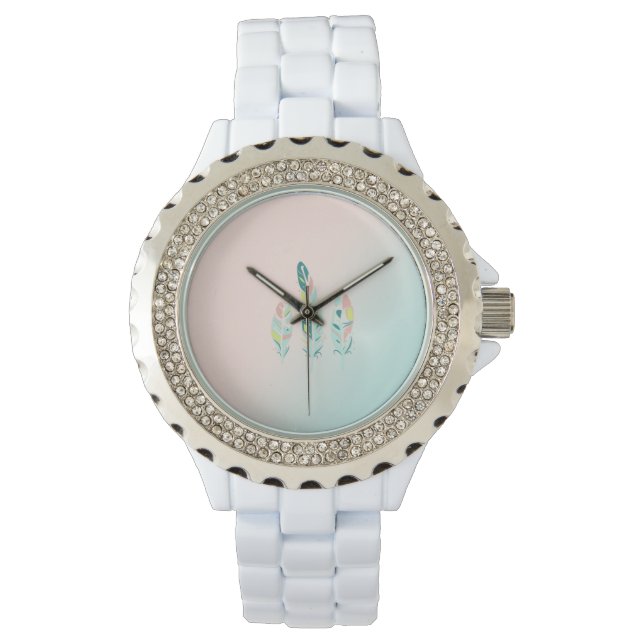 Reloj De Pulsera Adorables Plumas Modernas Femeninas (Anverso)