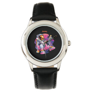 Reloj De Pulsera Adorables Spaceman Relajándose Con Personalizado D