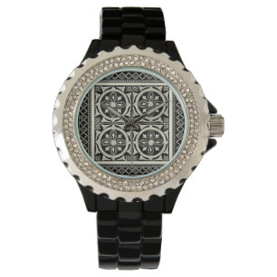 Reloj De Pulsera Adorno blanco y negro de la mandala por el estudio