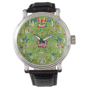 Reloj De Pulsera Adorno Chino Vintage Owen Jones Floral Verde