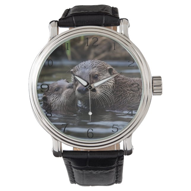 Reloj De Pulsera **"Adrift in Love: Mummy and Baby Otter"** (Anverso)