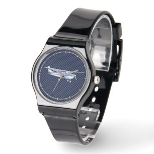 Reloj De Pulsera Aeronaves Clásica Cromada Cessna Flying Carbon Fib