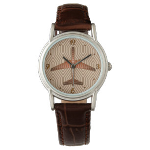 Reloj De Pulsera Aeroplano del art déco, bronce, oro y moho Brown