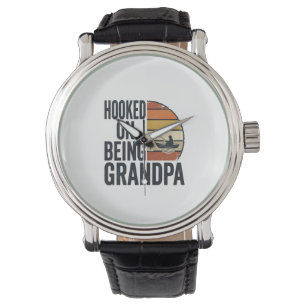Reloj De Pulsera Aficionado a ser abuelo pescando diseño vectorial