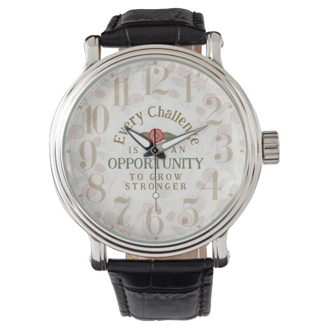 Reloj De Pulsera Afirmación "Crece Más Fuerte" (Anverso)