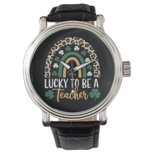 Reloj De Pulsera Afortunado de ser un maestro Arcoíris Día de San P