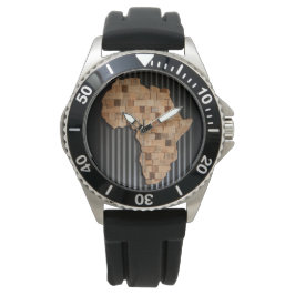 Reloj De Pulsera Africa Watch (mapa de madera)