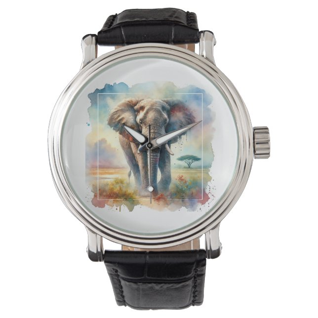 Reloj De Pulsera African Savanna Elephant 140724AREF113 - Watercolo (Anverso)