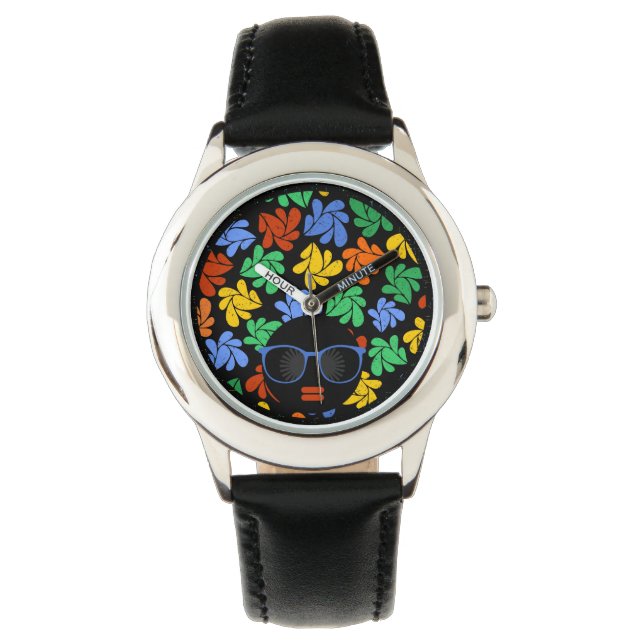 Reloj De Pulsera Afro diva arcoiris (Anverso)