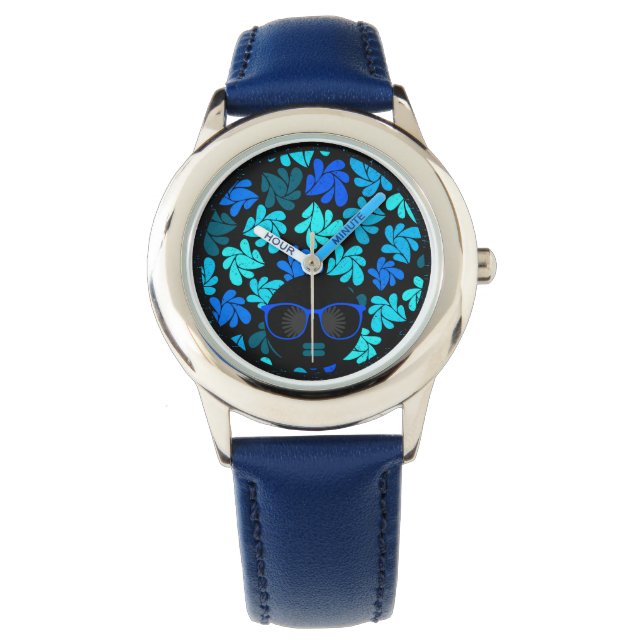 Reloj De Pulsera Afro diva azul (Anverso)