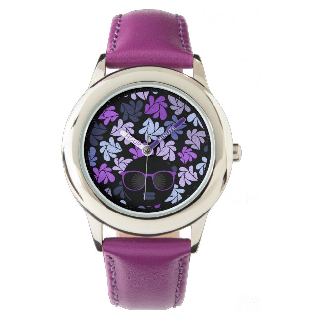 Reloj De Pulsera Afro Diva Púrpura (Anverso)