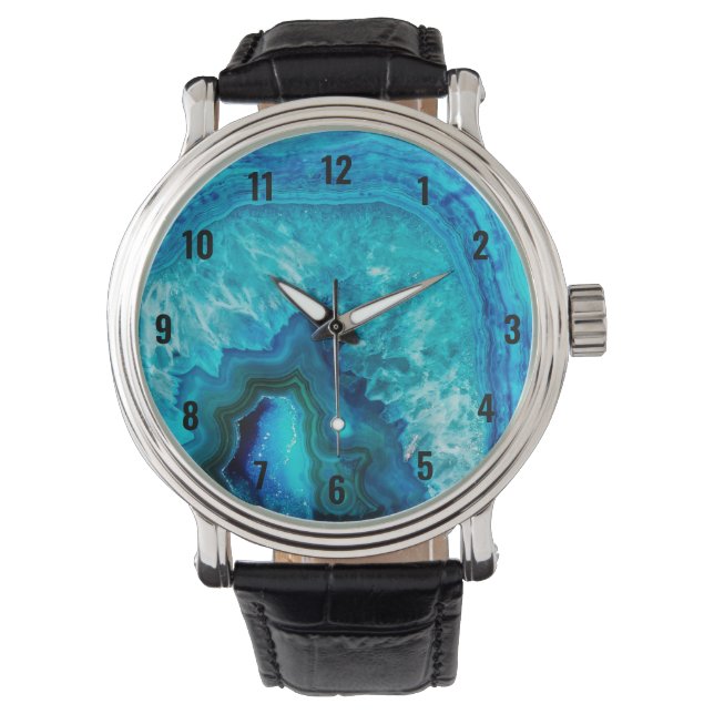 Reloj De Pulsera Agato moderno de mármol azul (Anverso)