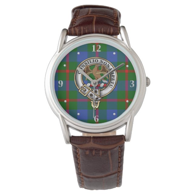 Reloj De Pulsera Agnew Clan Badge & Tartán (Anverso)