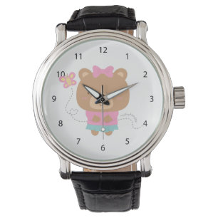 Reloj De Pulsera Agradable pareja de mujeres oso y mariposa