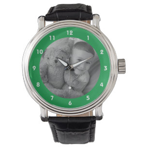 Reloj De Pulsera Agrega tu foto de recuerdo para papá verde