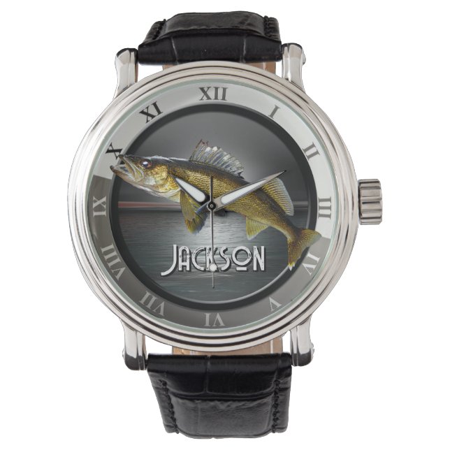 Reloj De Pulsera Agua de la Luna y Pike Walleye (Anverso)