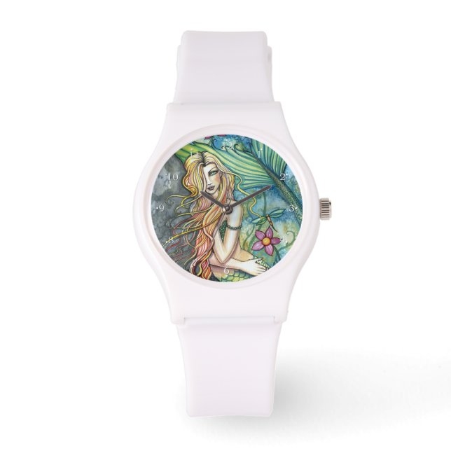 Reloj De Pulsera Agua dulce Sirenita Fantasía Arte (Anverso)