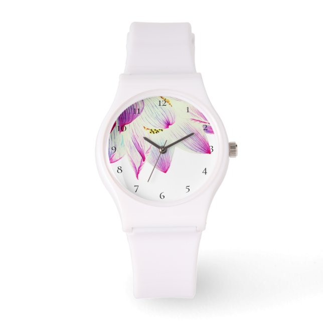 Reloj De Pulsera *~* Agua espiritual Lotus Flor Lily Blanco (Anverso)