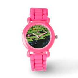 Reloj De Pulsera agua negra de loto rosa