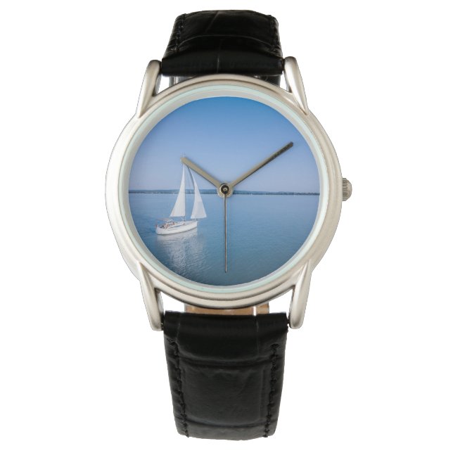 Reloj De Pulsera Agua | Yate en el Lago Balaton en Hungría (Anverso)