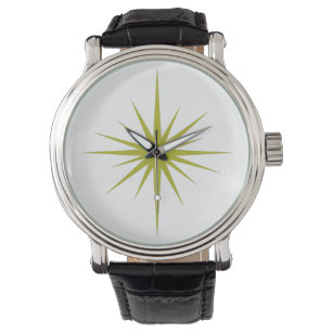 Reloj De Pulsera Aguacate Green Atómico Starburst Mid Century Moder