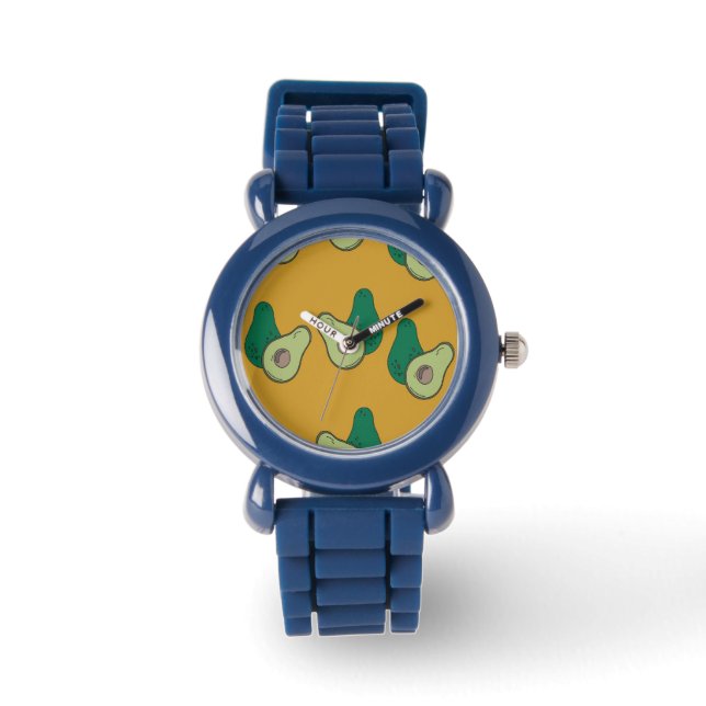 Reloj De Pulsera aguacate verde sobre el marrón (Anverso)