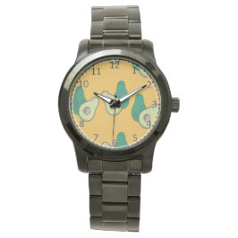 Reloj De Pulsera aguacate verde sobre el marrón